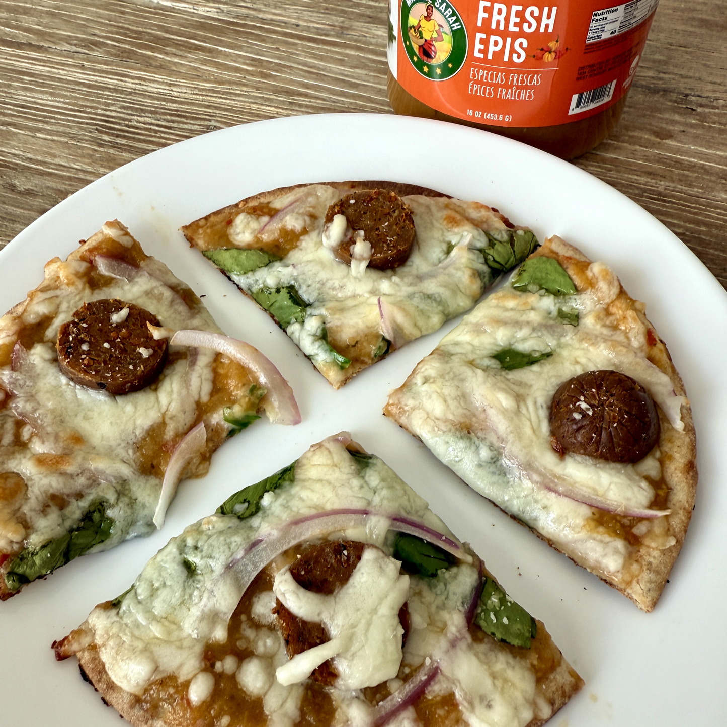 pita pizza made with Madame Sarah Fresh Epis