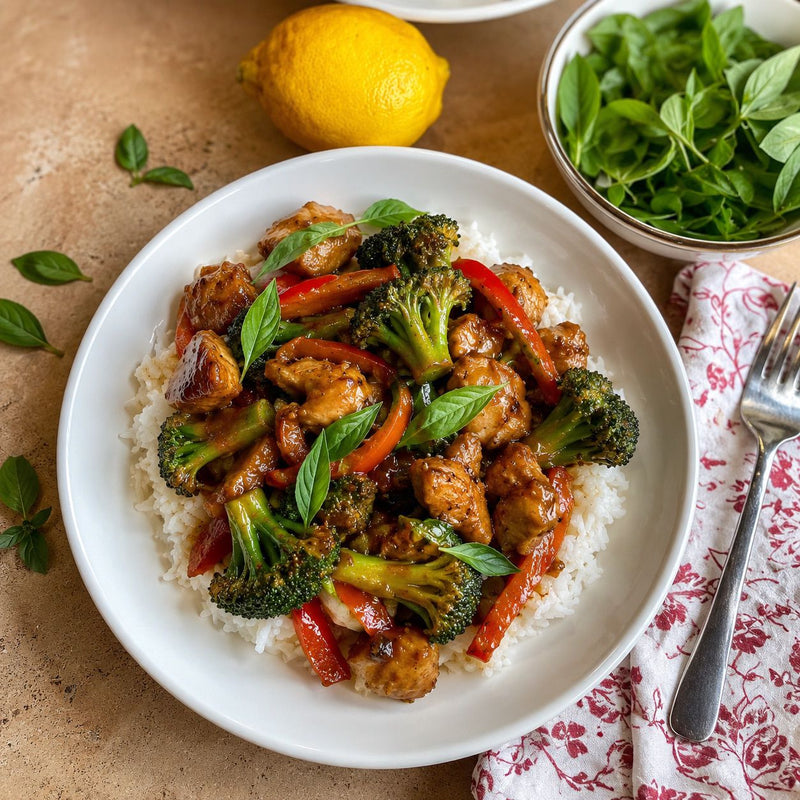 Peanut Tofu Stir Fry with Thai Basil