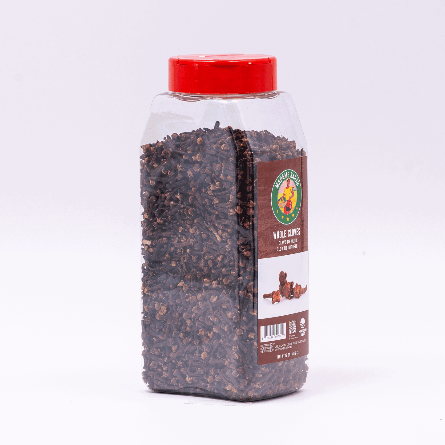 Angled view of Madame Sarah Whole Cloves jar