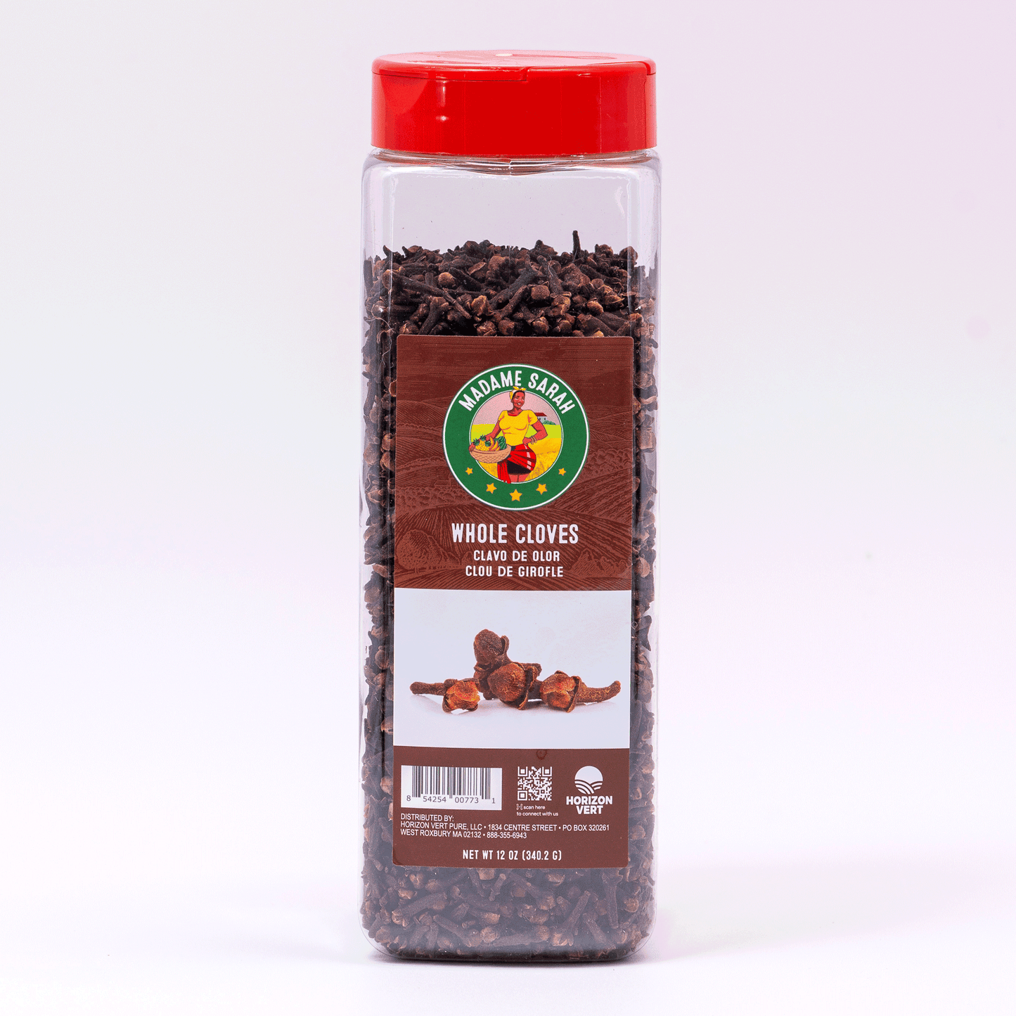 Front view of Madame Sarah Whole Cloves jar