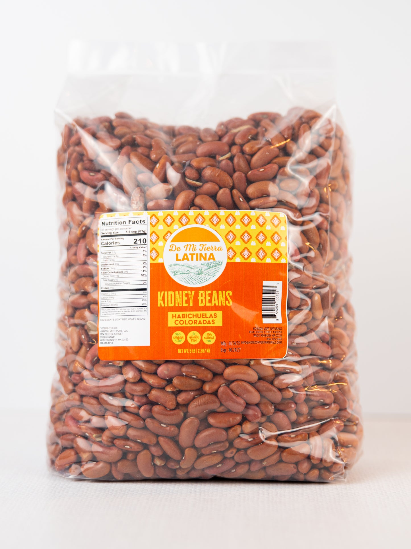 Front View of De Mi Tierra Latina Kidney Beans