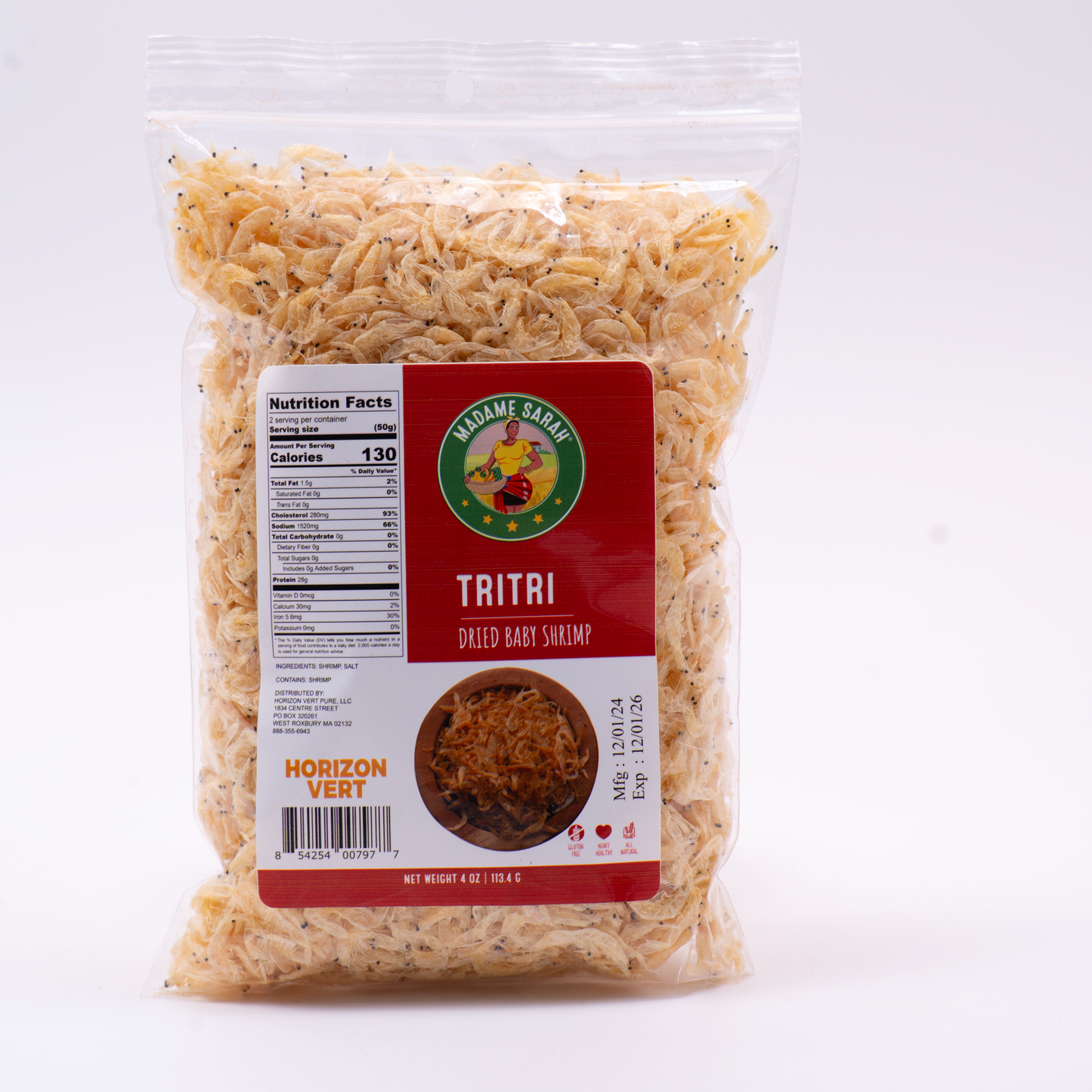 Front view of Madame Sarah tritri package