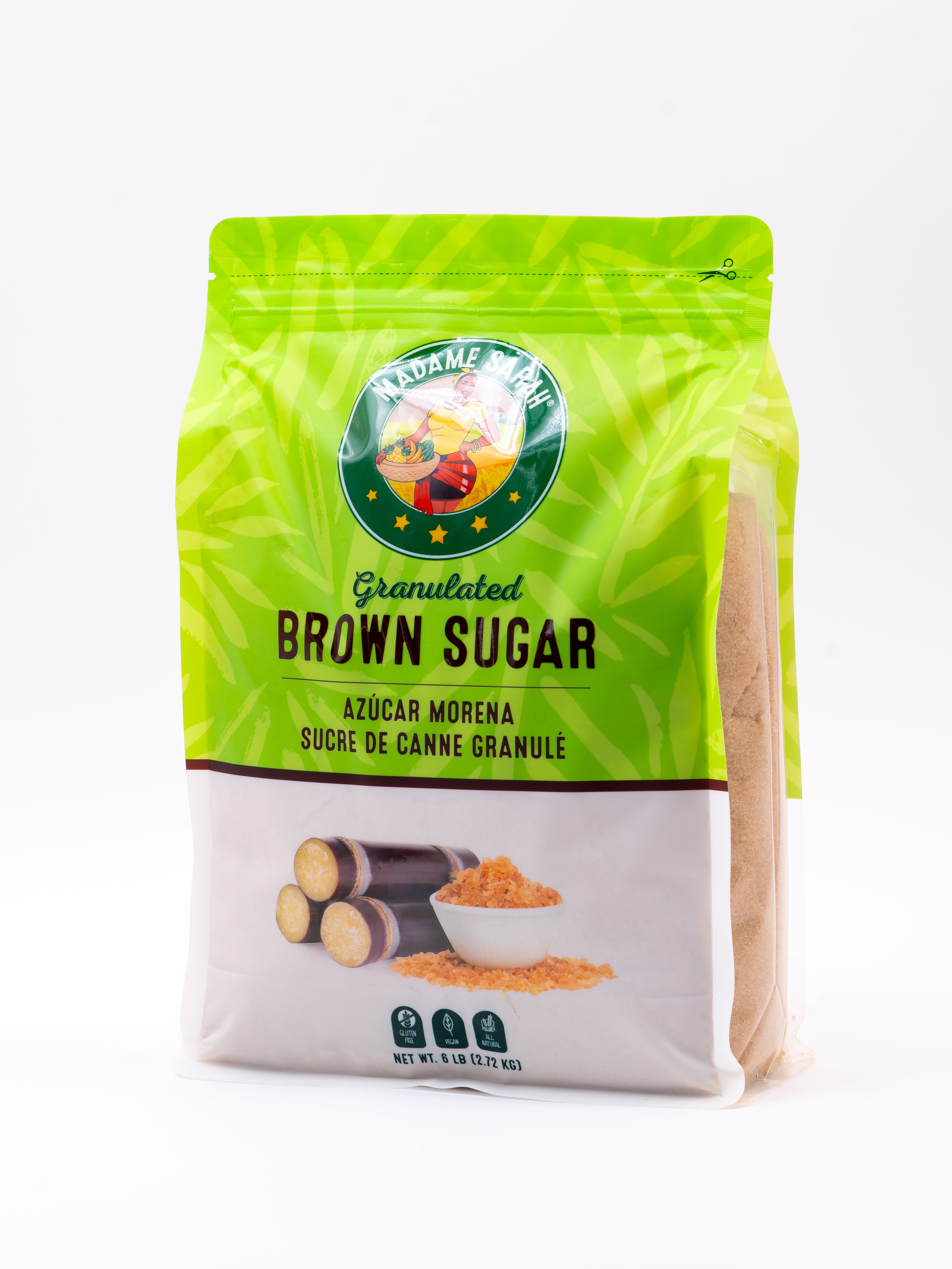 Front view of Madame Sarah Brown Sugar package