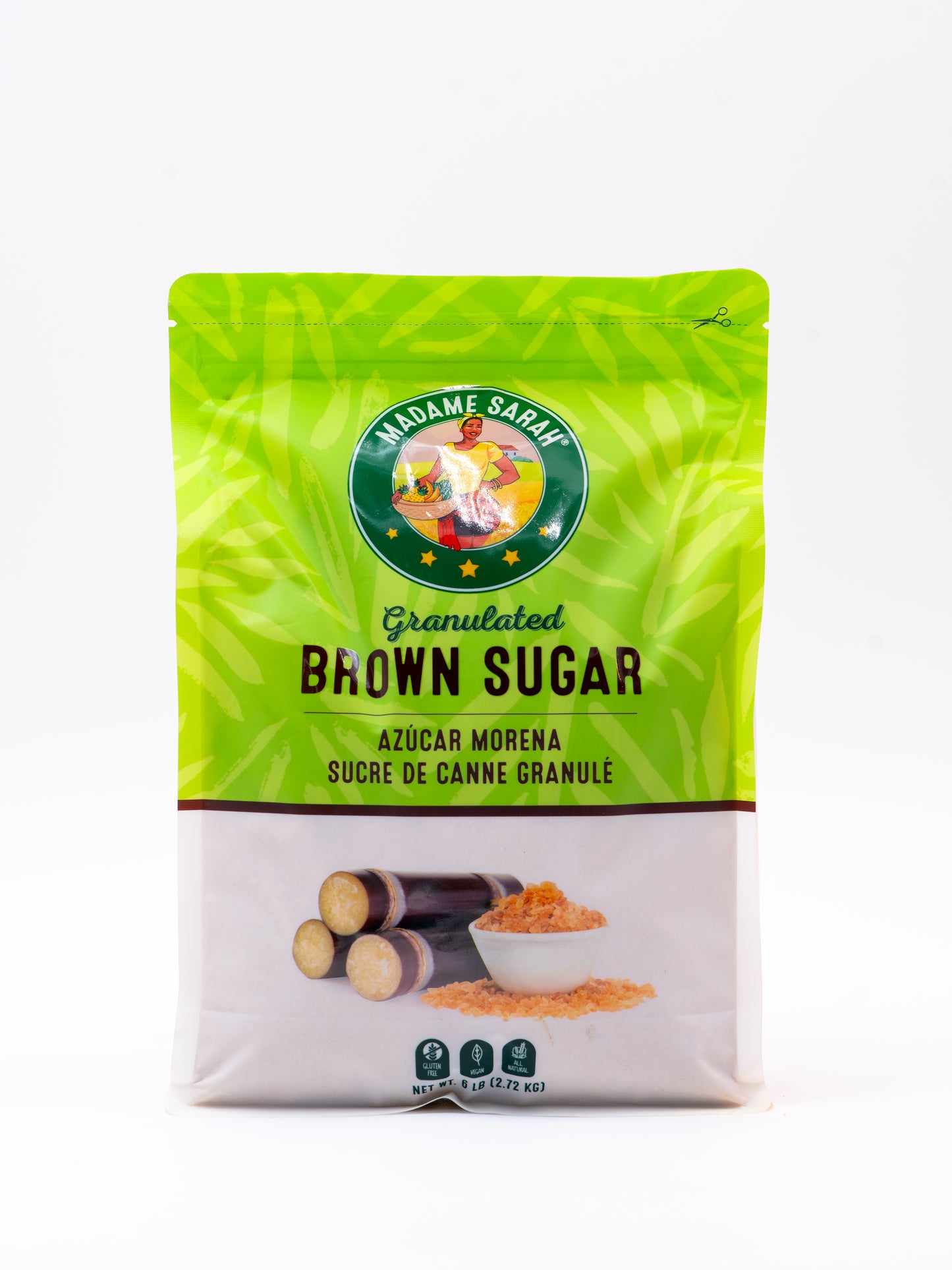 Front view of Madame Sarah Brown Sugar package