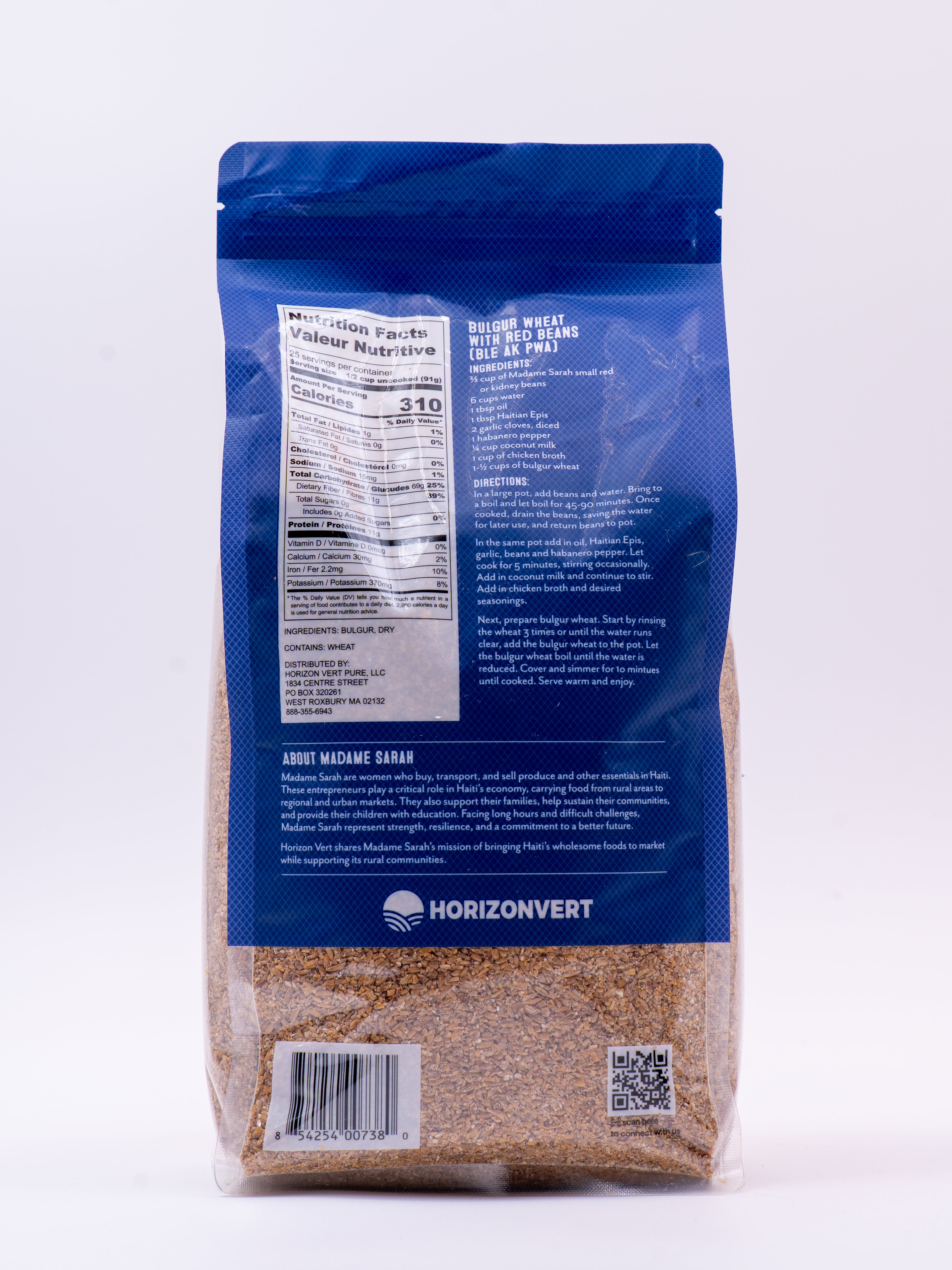 Back view of Madame Sarah Bulgar Wheat package