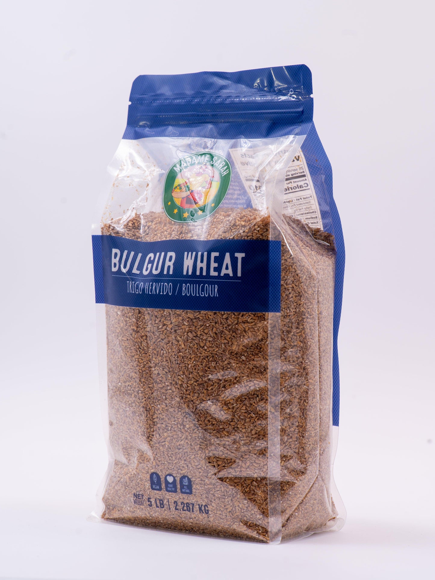 Angled view of Madame Sarah Bulgur Wheat package