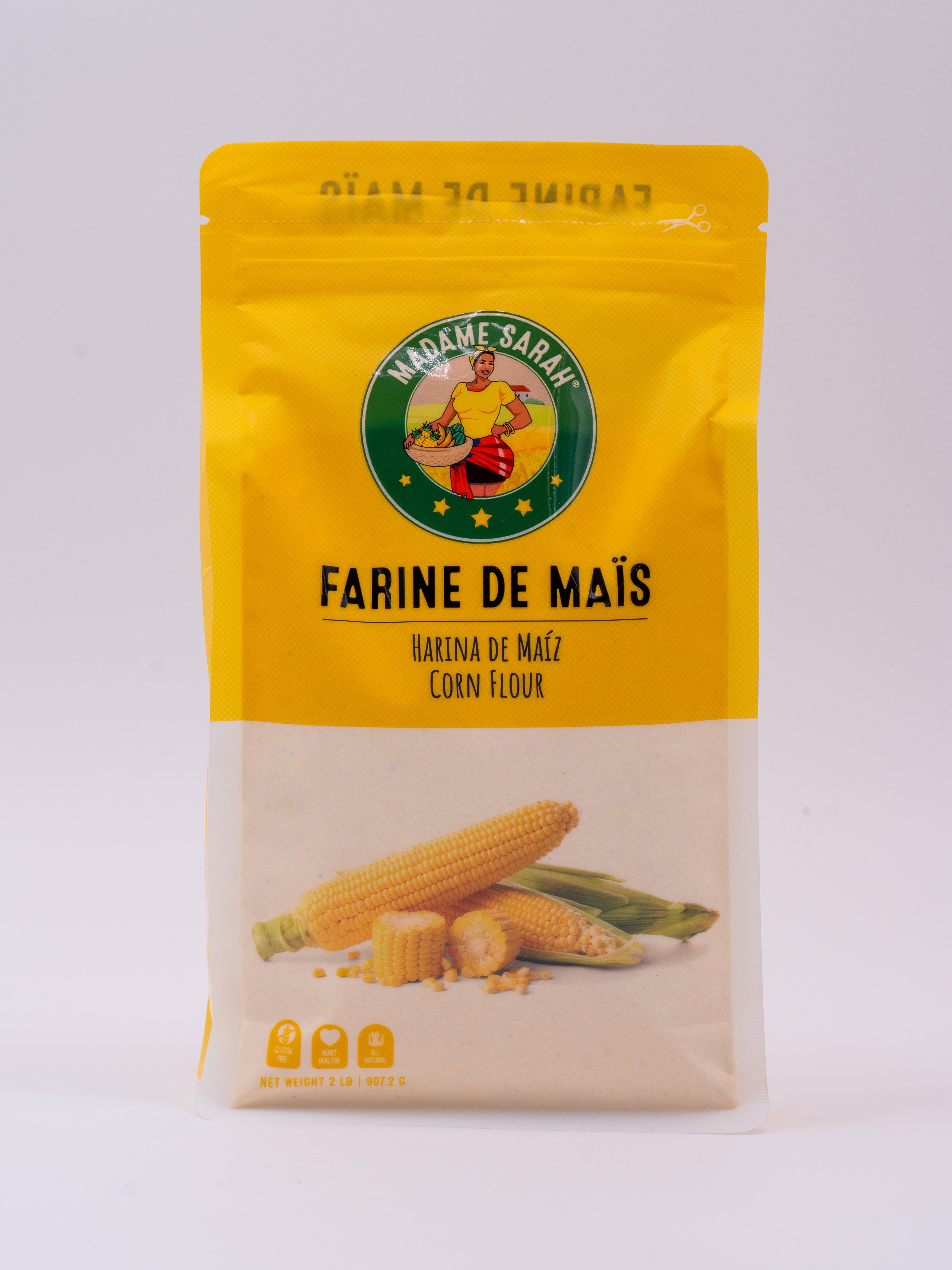 Front view of Madame Sarah Corn Flour (Farine de Maïs) package