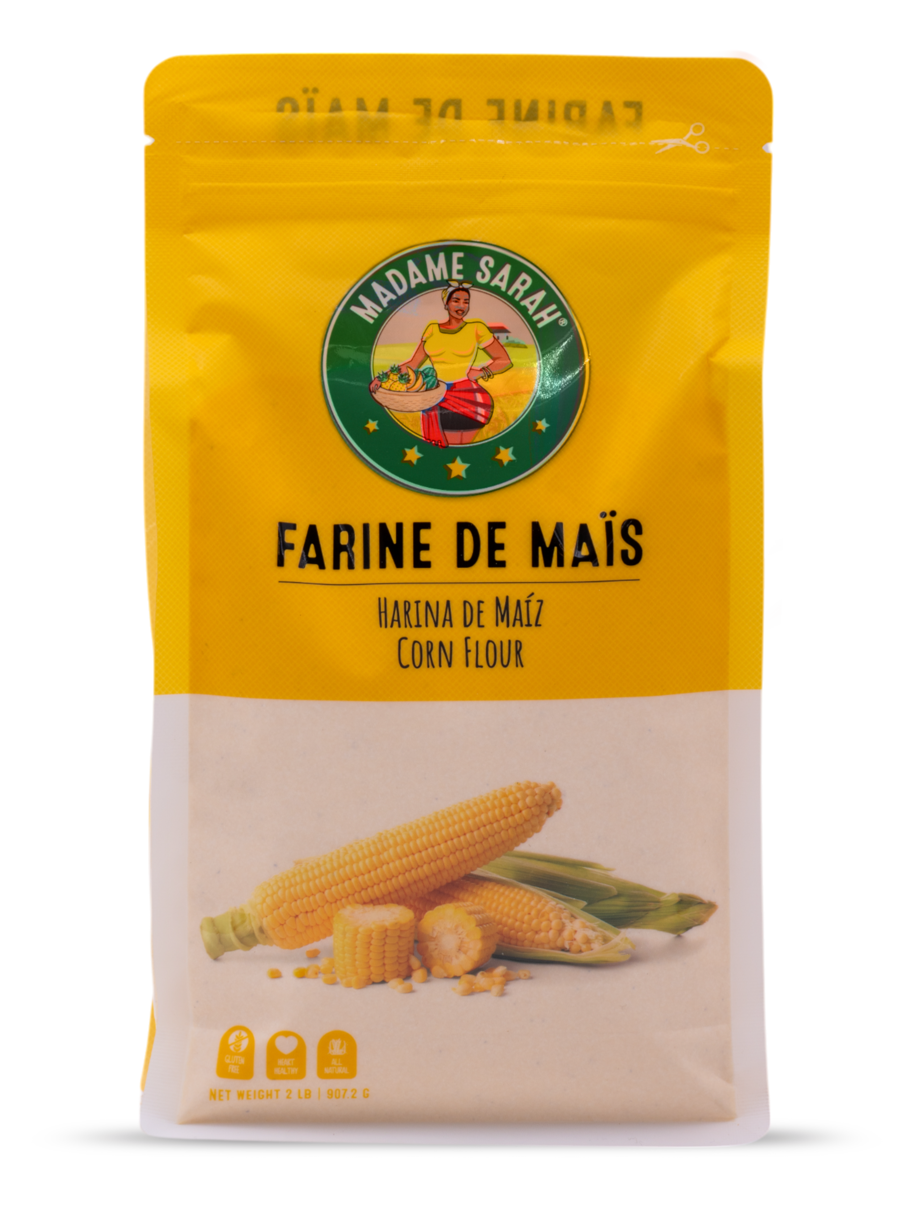 Front view of Madame Sarah Corn Flour (Farine de Maïs) package