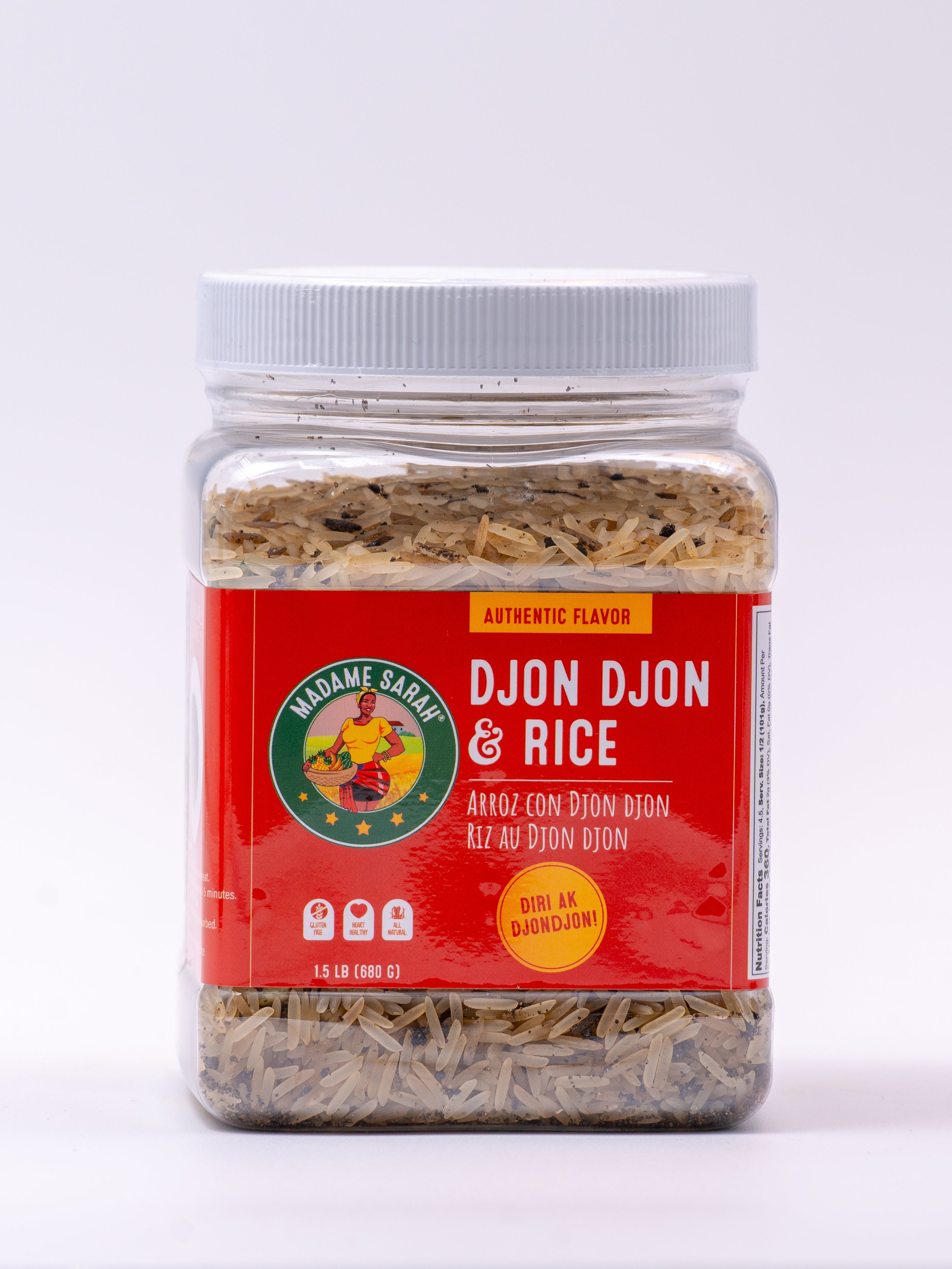 Container of Madame Sarah Djon Djon Rice (front view)