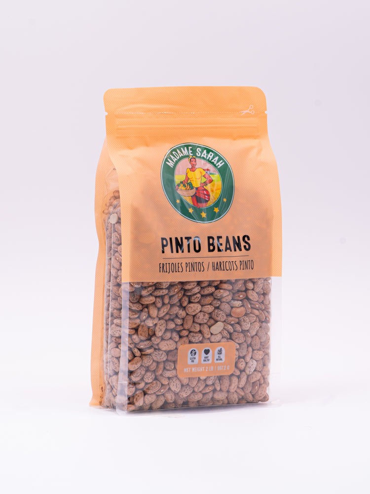 Angled view of Madame Sarah Dried Pinto Beans Package