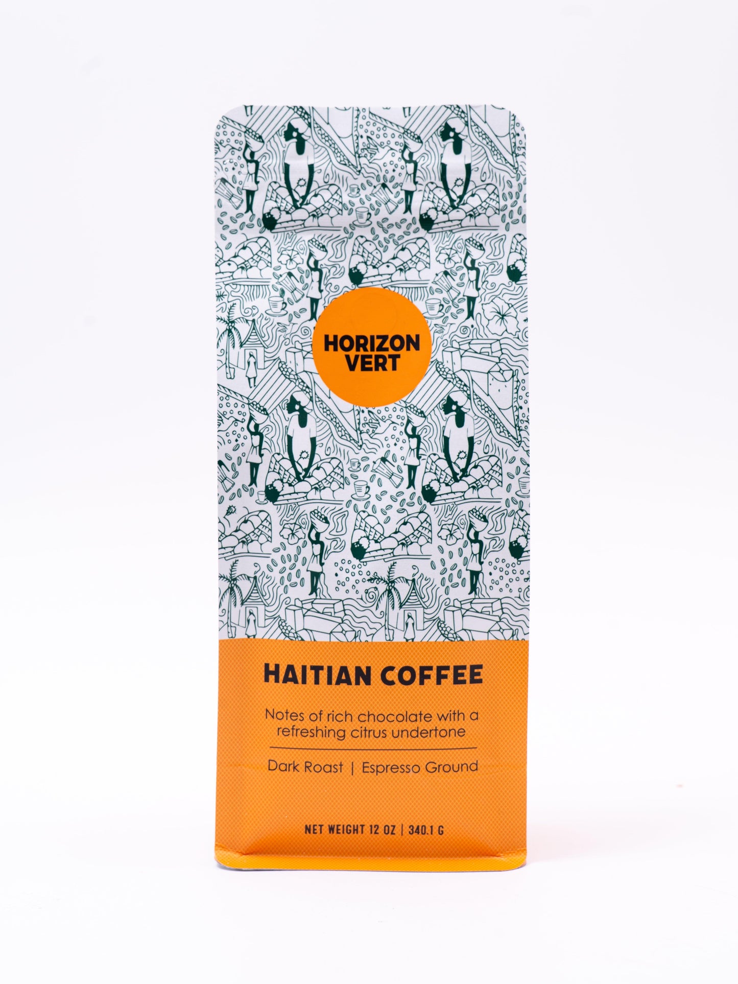 Front view of Horizon Vert Haitian Coffee package