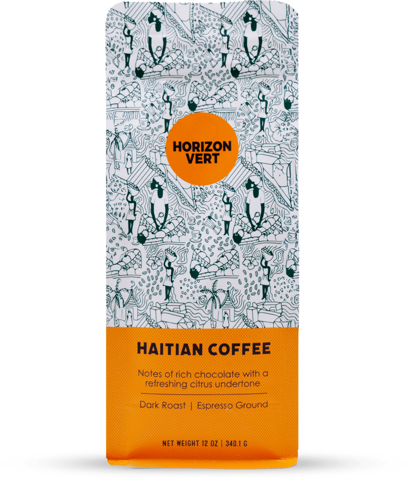 Front view of Horizon Vert Haitian Coffee Package