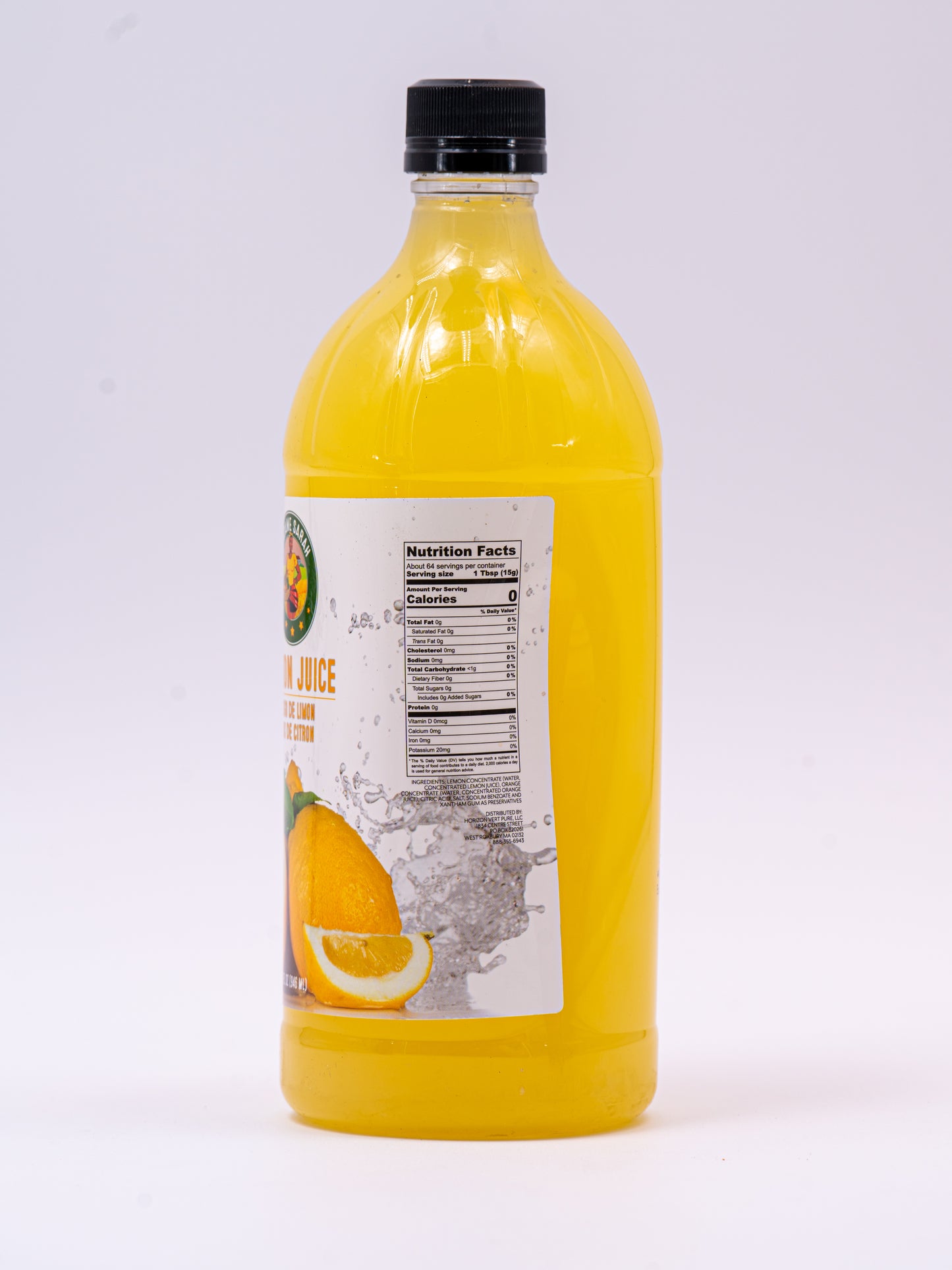 Nutrition label view of Madame Sarah Lemon Juice bottle