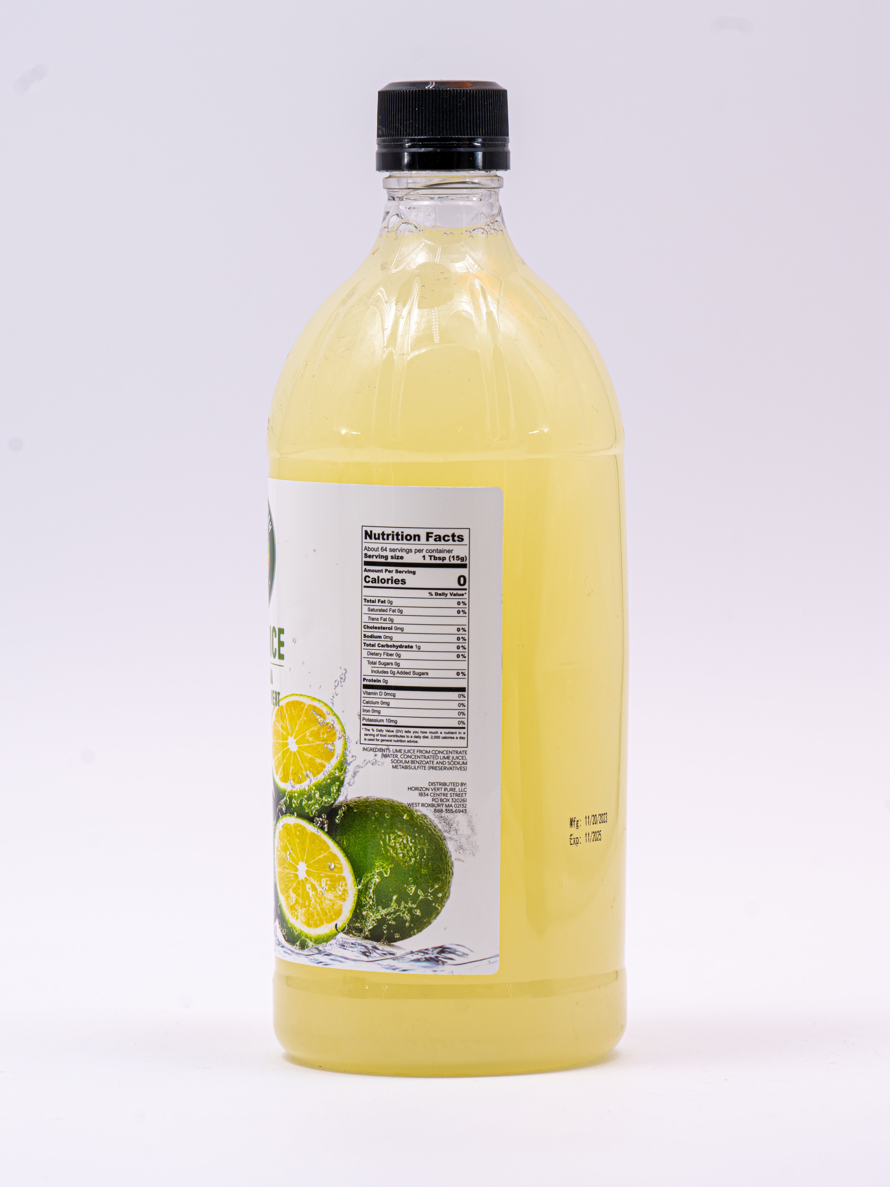 Nutrition label view of Madame Sarah Lime Juice bottle