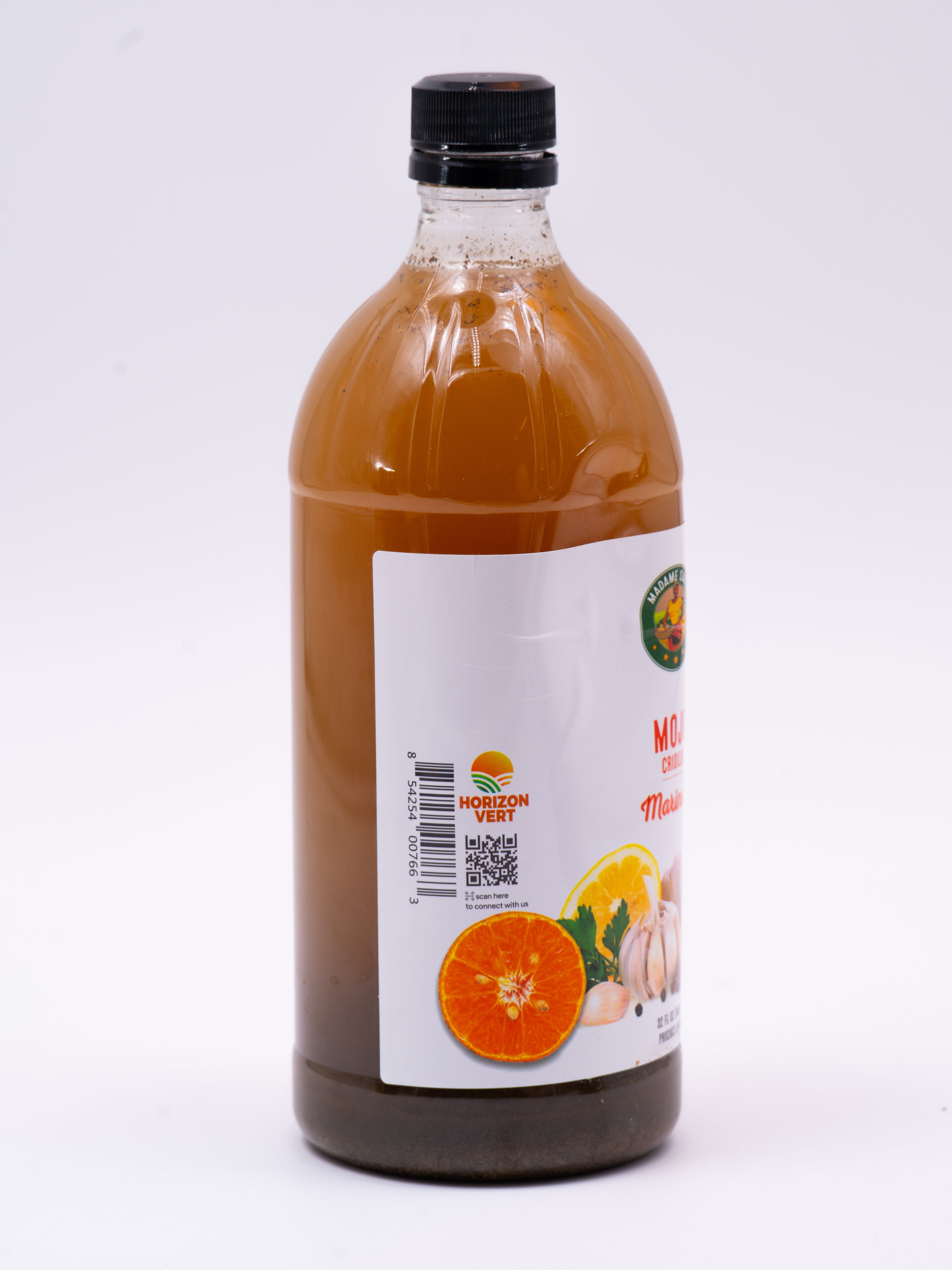 Side view of Madame Sarah Mojo Marinade bottle