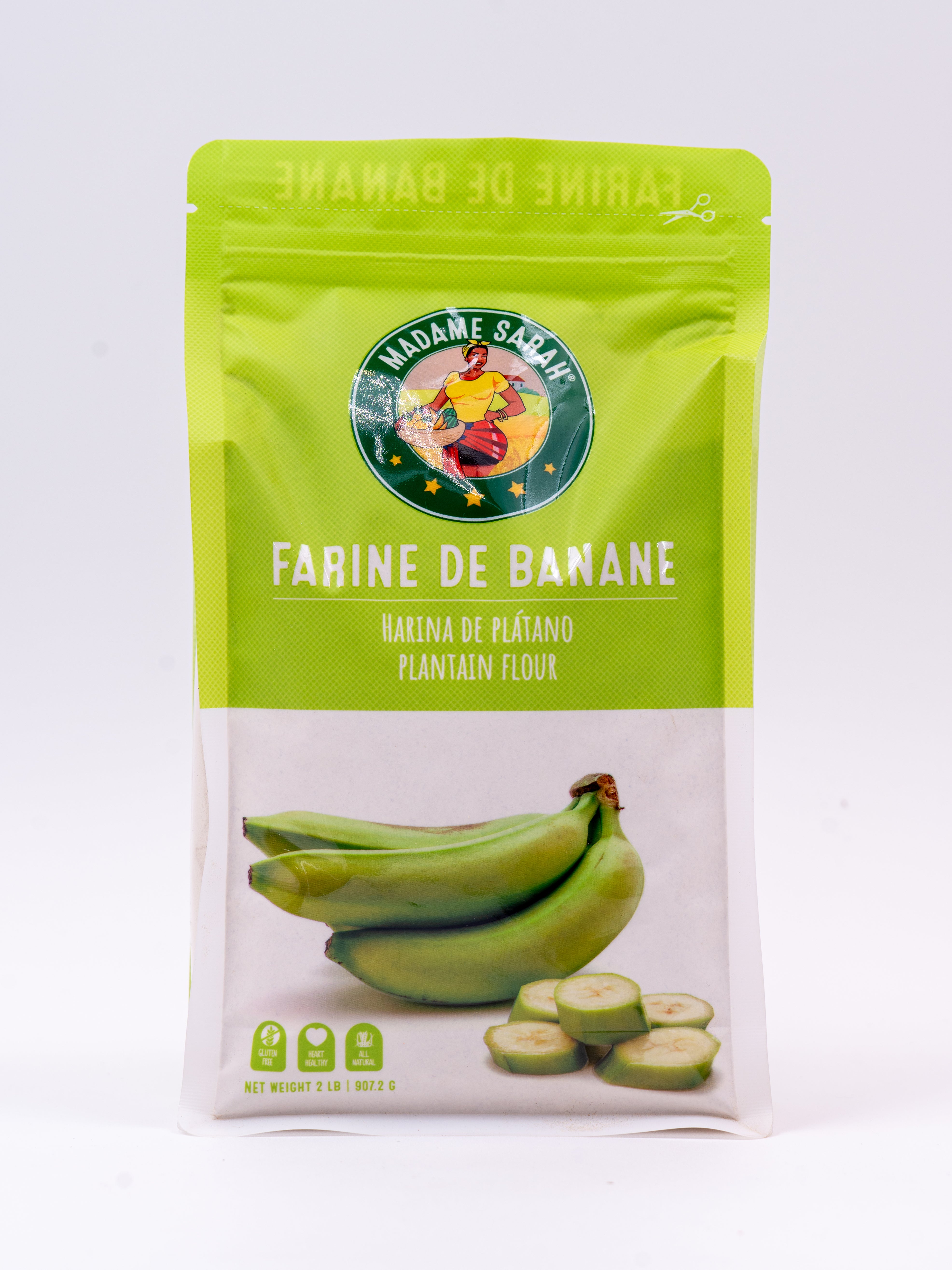 Front view of Madame Sarah Plantain Flour (Farine de Banane)