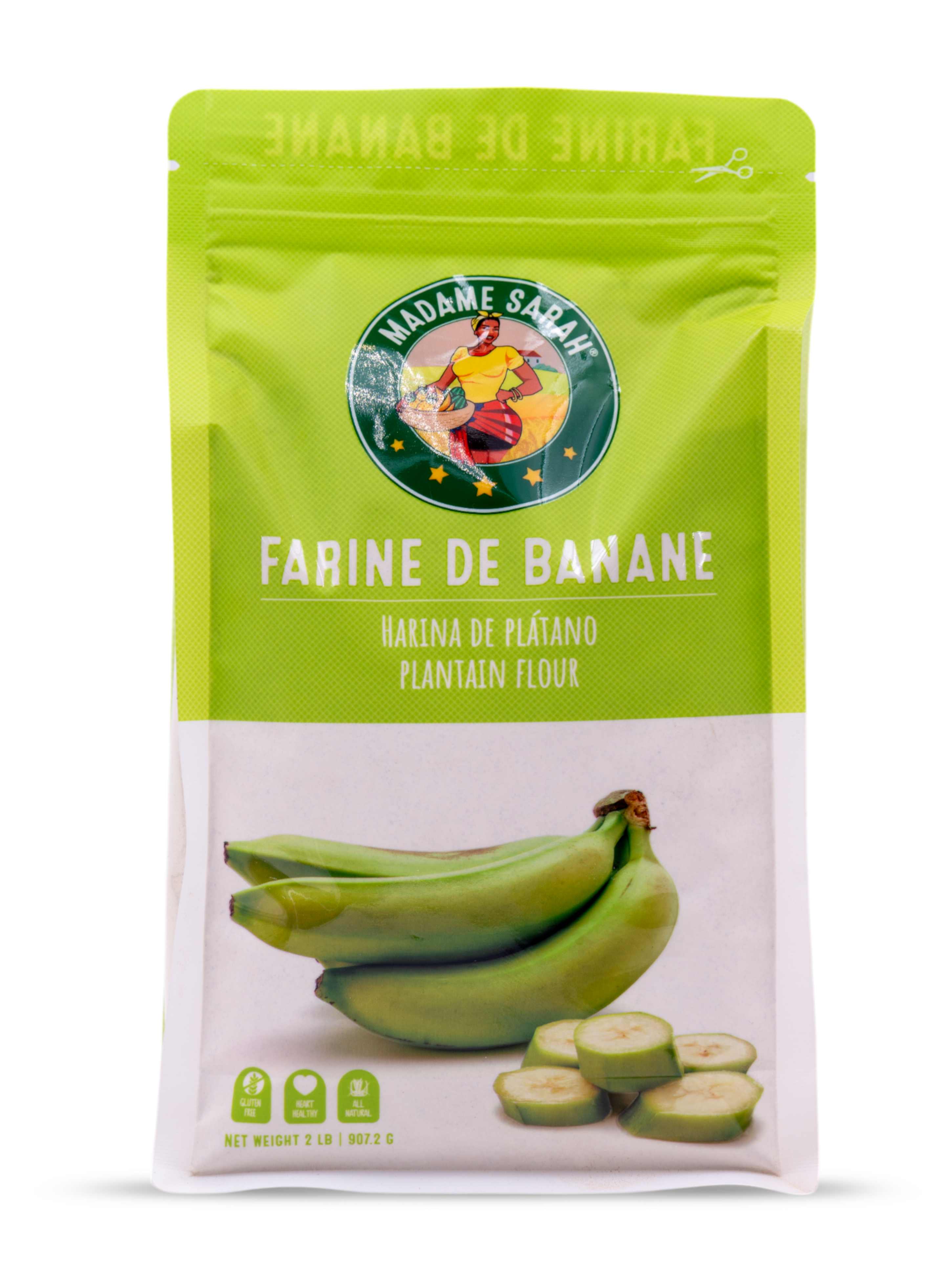 Front view of Madame Sarah Plantain Flour (Farine de Banane)