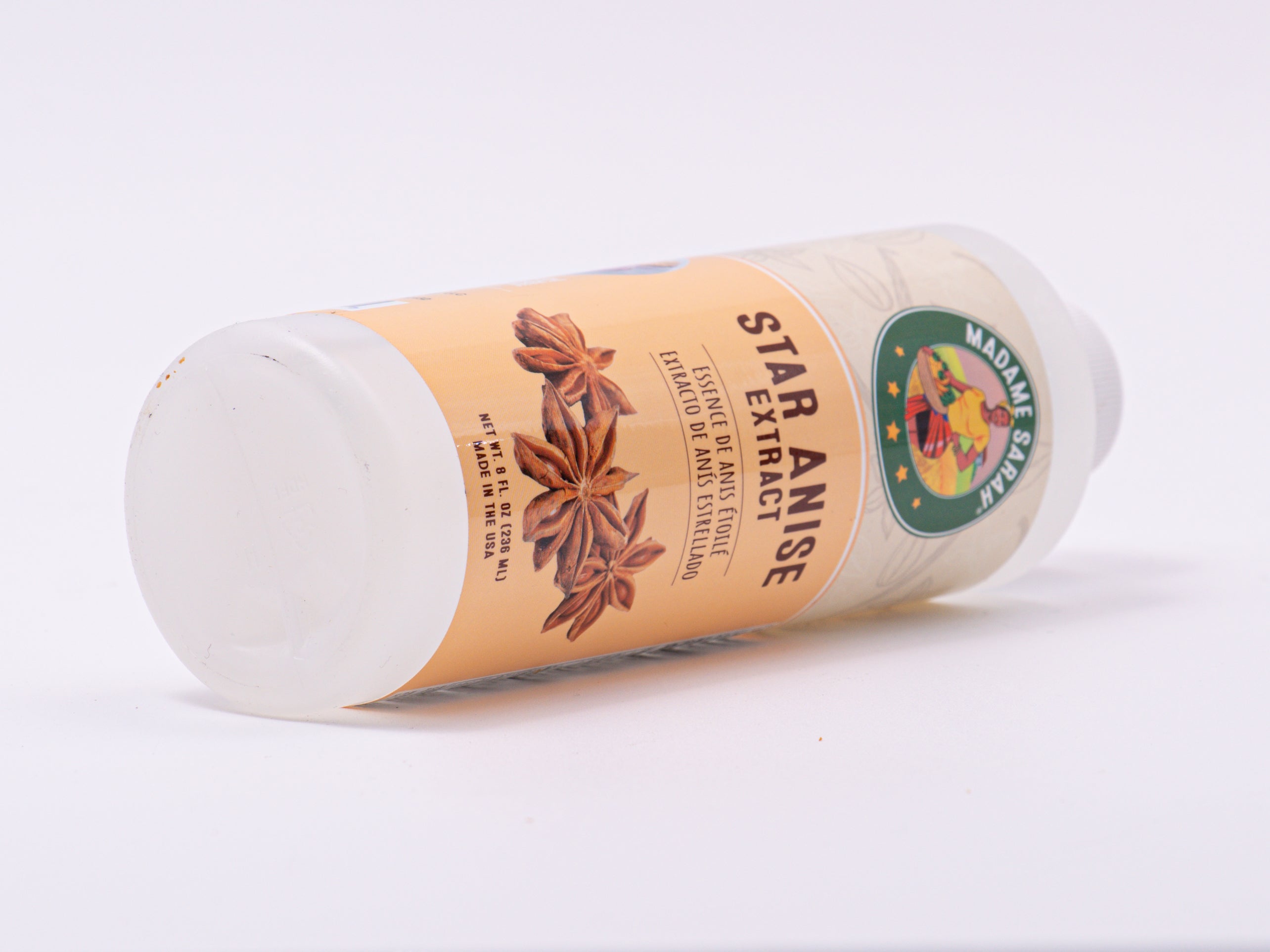 Madame Sarah Star Anise Extract bottle laying on its side