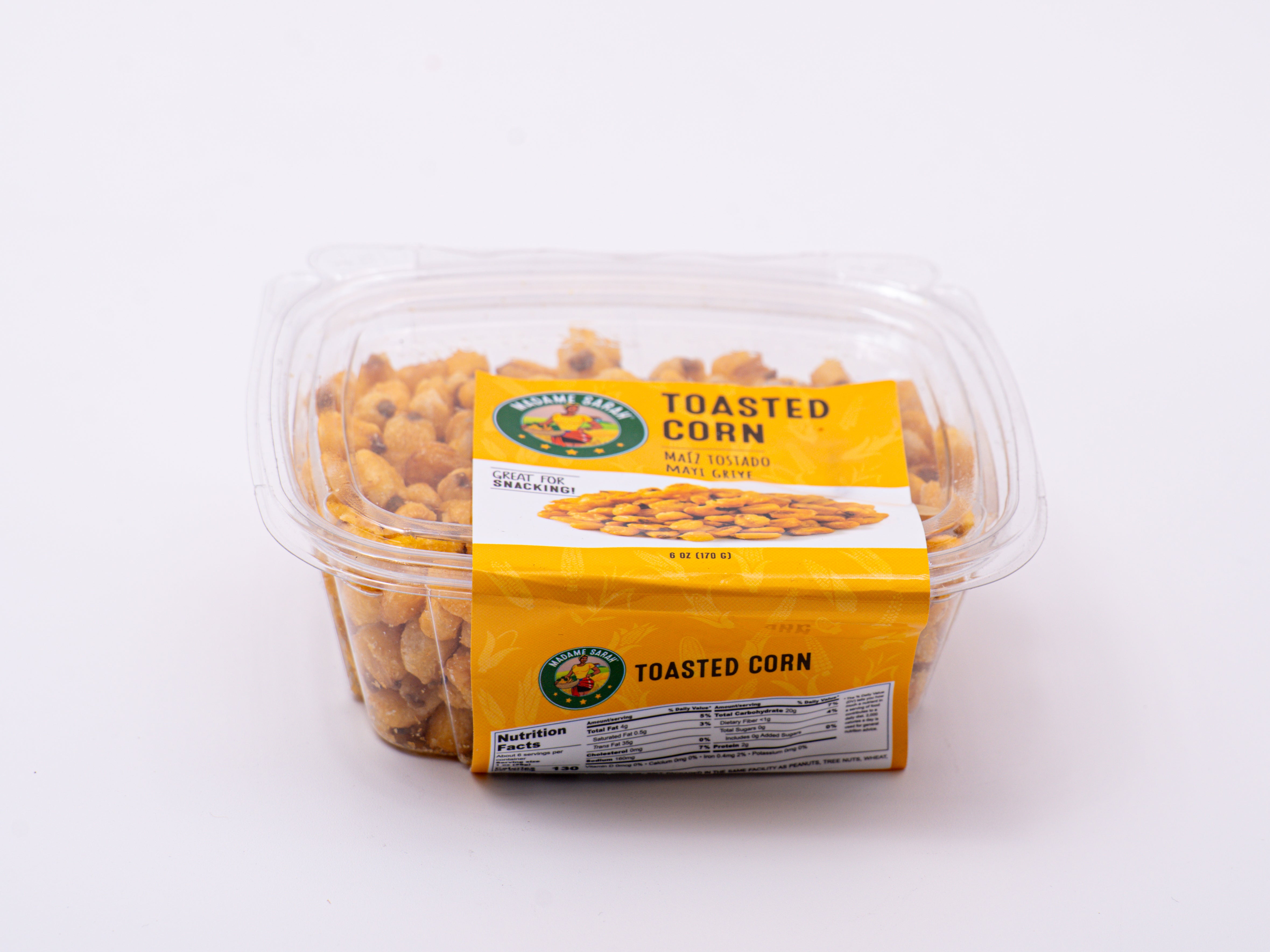 Side view of Madame Sarah Toasted Corn package