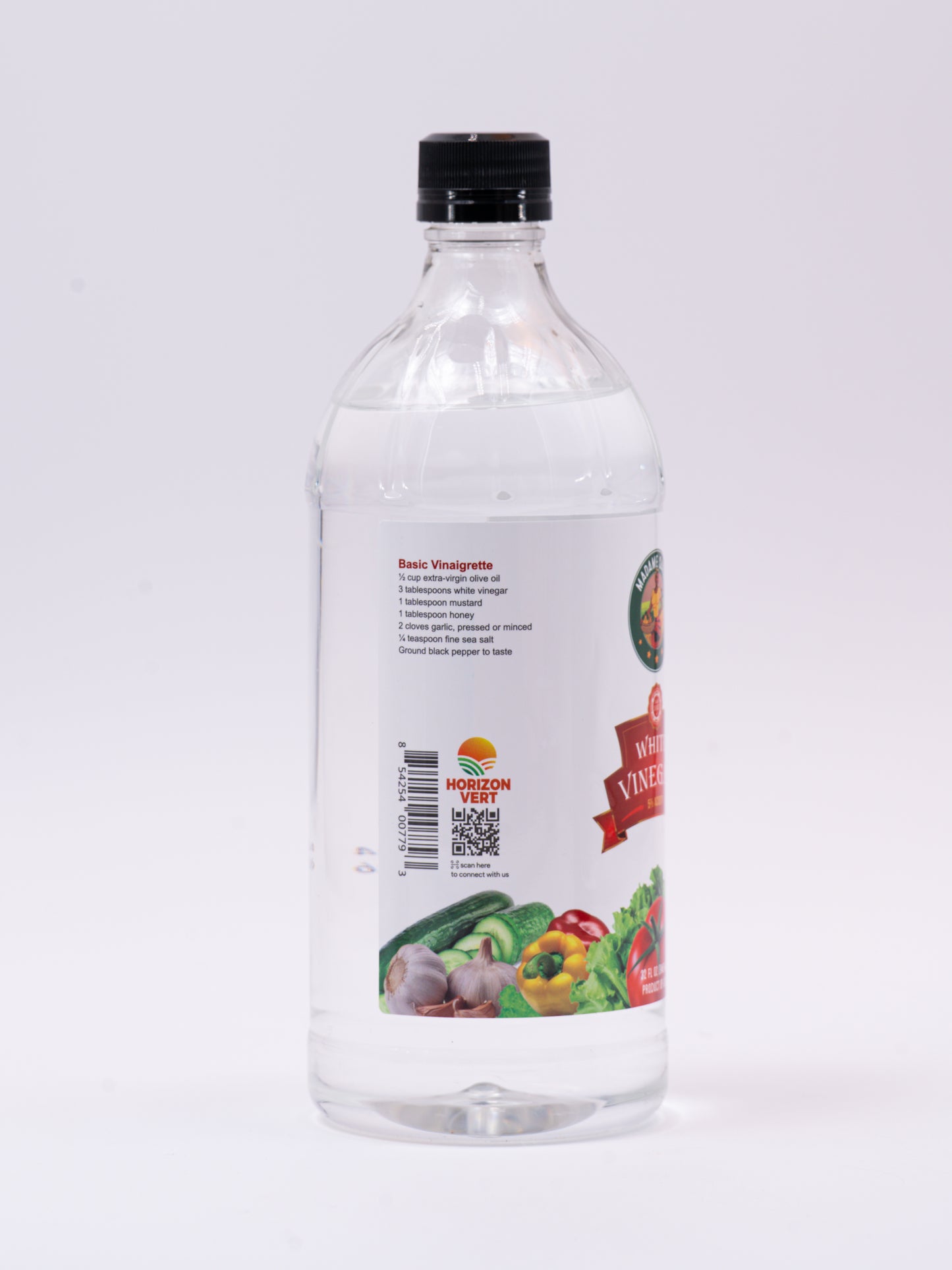 Side view of Madame Sarah White Vinegar bottle