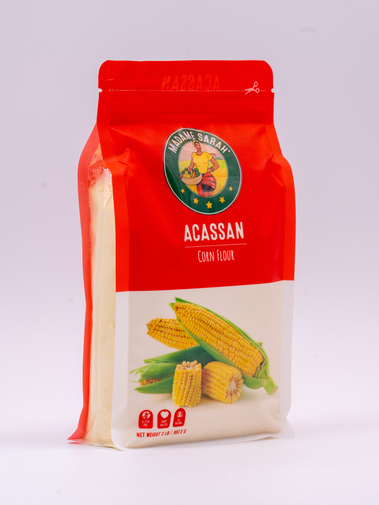 Front view of package of Madame Sarah Yellow Corn Flour (Haitian Acassan)